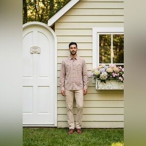 Orvis Men Active Fit Zipper Pocket Button Down Shirt Size L Plaid Long Sleeves